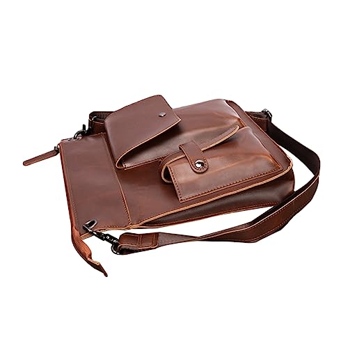 NOLITOY Men's Vintage Messenger Bag Large Capacity PU Shoulder Pouch Multi-Purpose Storage Bag for Travel and Work Stylish Crossbody for Men