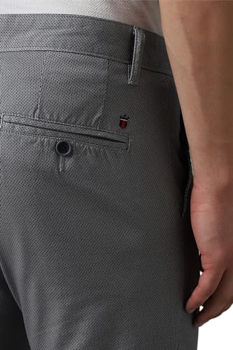 Image of Louis Philippe Men's Slim Fit Mid Rise Textured Cotton Blend Casual Trousers