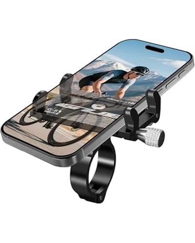 Yeeloca Soporte Movil Bicicleta de Aleación de Aluminio, Soporte Movil Moto Anti Vibración, Accesorios Bicicleta Montaña Compatibles con iPhone, Motorola, Xiaomi, Samsung, Huawei y Otros Dispositivos