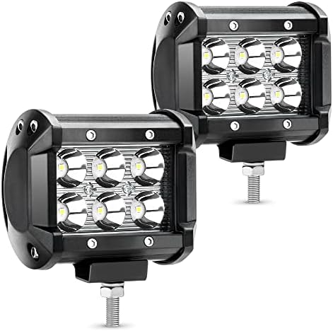 YITAMOTOR LED Light Bar 2Pack 18W 4Inch Square Led Work Light Spot Pod Light Driving Light Fog Light Offroad Light Waterproof for Jeeps Truck Golf Cart Boat 4WD ATV SUV 12V 24V,2 Years Warranty
