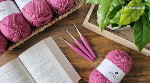 Image of Furls Crochet Hook, Odyssey Pink, Nickel Plated Tip for Effortless Glide, Ergonomic Handle Crochet Hooks 7 inch (Odyssey - Pink, P - 10.00MM)
