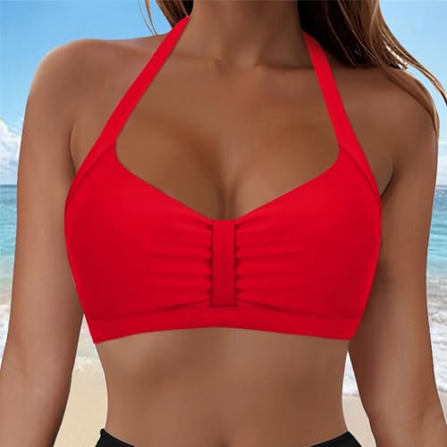 Bikini Tops for Women 2025 Retro Printed Adjustable Thick Straps Cross Back Push Up Vintage Bikini Swimsuit Tops Only2