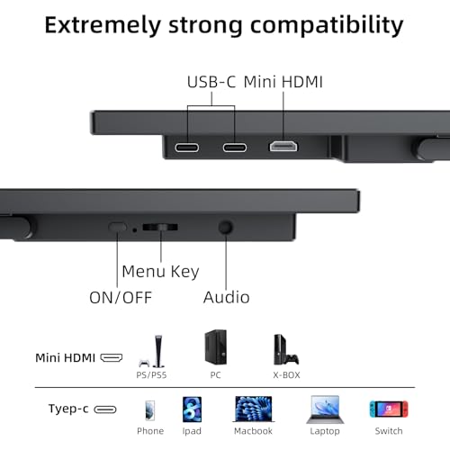 Image of 16 Inch Portable Gaming Monitor 144Hz 1200P FHD IPS,USB-C HDMI, Ultra Thin Second Screen for Laptop Switch PS5 Xbox, Eye Care Travel Monitor for Gamers