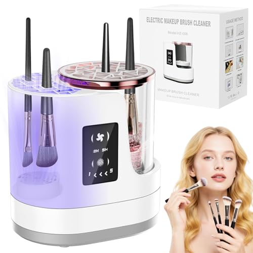 AURIVEE Nettoyeur Pinceau Maquillage,Machine Nettoyage Électrique avec Séchoir & Support - Laveur Pinceau Automatique USB pour Toutes Tailles Pinceaux Cosmétiques & Beauty Blender, Arrêt Auto 5 Min