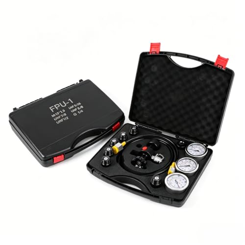 SINOCMP Nitrogen Shock Fill Kit Nitrogen Charge Kit Accumulator Charging Kit with 3 Hydraulic Pressure Gauge 1500/4000/6000psi 7 Adapters Couplings 1 Gas Hose