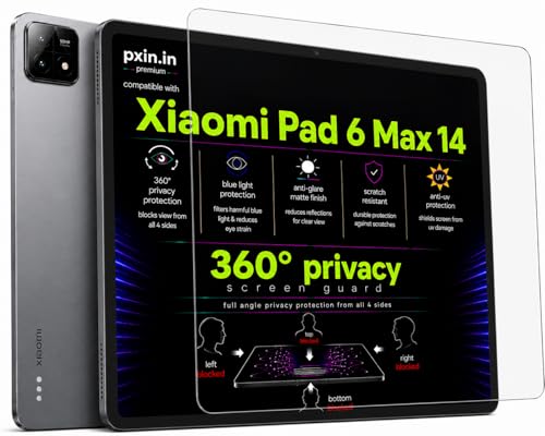 Image of Pxin 360 Pro Privacy Screen guard compatible with Xiaomi Pad 6 Max 14 | Anti Glare | Anti UV | Anti Blue | Anti Reflection | Privacy Filter | Unbreakable Build