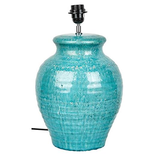 Better & Best 2662676 Lámpara de sobremesa en forma de tinaja en rústico craquelado azul turquesa