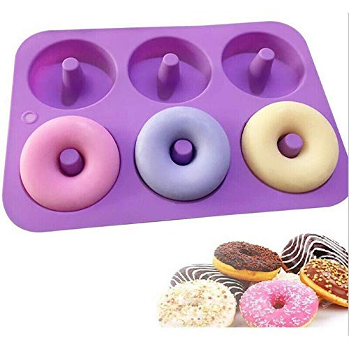 BAKEFY 6 Cavity Donut NonStick Donut Pans Silicone Molds, Makes