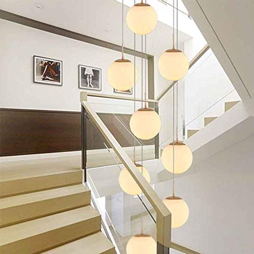 Lustre moderne créatif 40x200 cm avec suspensions boules de verre pour escalier