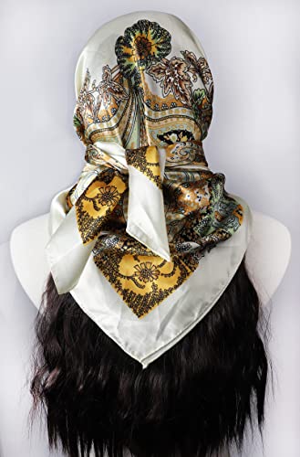 Image of Women's 35 inch Satin Square Silk Like Hair Scarves and Wraps Headscarf for Sleeping | Silk Feel Neckerchief, Hair Scarf, Fashion Bandana, Headscarf, Headband, Hair Wrap Sleeping, Daily Fashion Styling