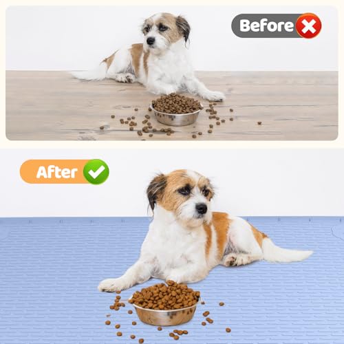 Dog Food Mat 40''x28'' Extra Large Dog Mat for Food and Water, Blue by Bartuke - Image 4