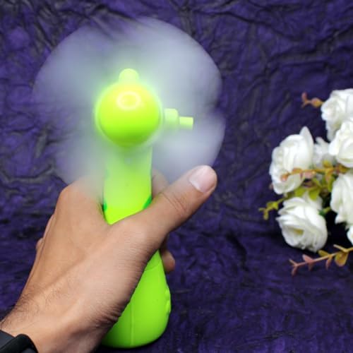 Image of Mini Pocket Fan Toy with Mist Water Spray Fan for Kids Portable Cartoon Hand-Driven Fan for Kids Cool Summer Toy for Indoor and Outdoor Multicolor (Set of 2)