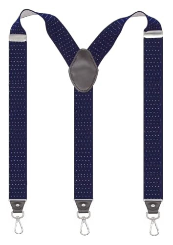 Image of Mens Suspenders with 3 Swivel Hooks Belt Loops 1.4 Inch Wide Heavy Duty Adjustable Braces