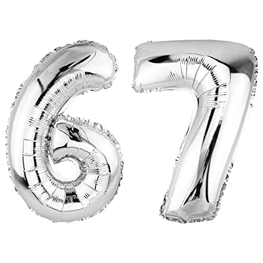 DekoRex Globo plateado de 82 cm para cumpleaños o bodas (número 67)