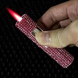 Red Windproof Torch Lighter,Jet Torch Adjustable Lighters,Jet Flame Butane Refillable Lighter,Adjustable Flame,Grill BBQ Candle Camping,Without Gas (R5)
