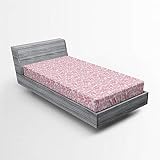 ABAKUHAUS Flor de Cerezo Sábana Elastizada, patrón Desigual, Suave Tela Decorativa Estampada Elástico en el Borde, 90 x 190 cm, Pálida Rosa rubí y Negro