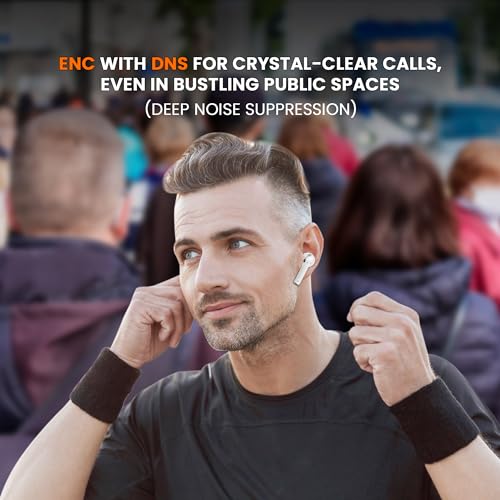 Image of GIZMORE Elite 852 ANC with 36dB Type-C Fast Charging TWS| Up to 50H Playtime| ENC with DNS | 40ms Low Latency for Gaming | Insta Wake N' Pair |BT v5.3| 13MM Driver| Voice Assistant Earbuds (White)