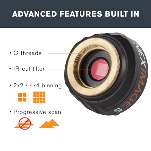 Image of Celestron - NexImage 5 Solar System Imager - 5MP CMOS Sensor (MT9P031) - Beginner Camera for Lunar & Planetary Astrophotography - High-Resolution Color Imaging, USB 2.0
