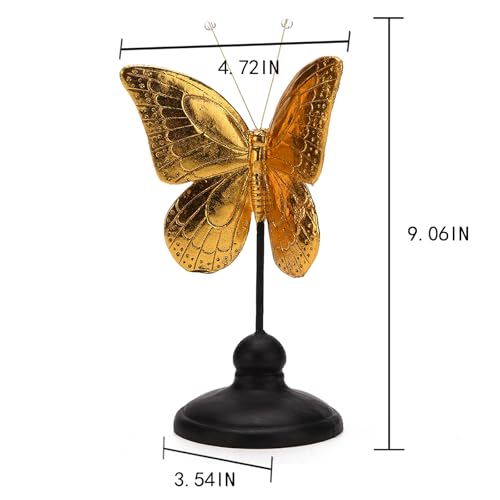 Estatua de Mariposa de Resina Dorada y Negra Moderna 9.1 pulg miniatura 2