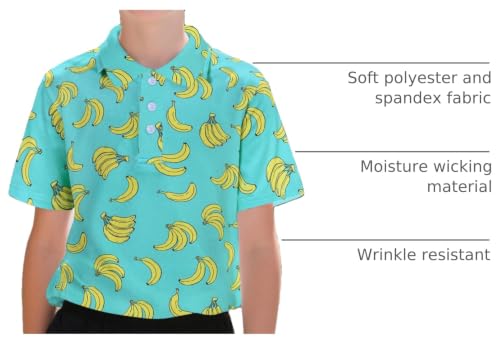 Cuddomper Boys Polo Shirts Hawaiian Golf Clothes Fashion Banana Short Sleeve 5 Years 6 Years Kids Cool School Uniform Green - image 4