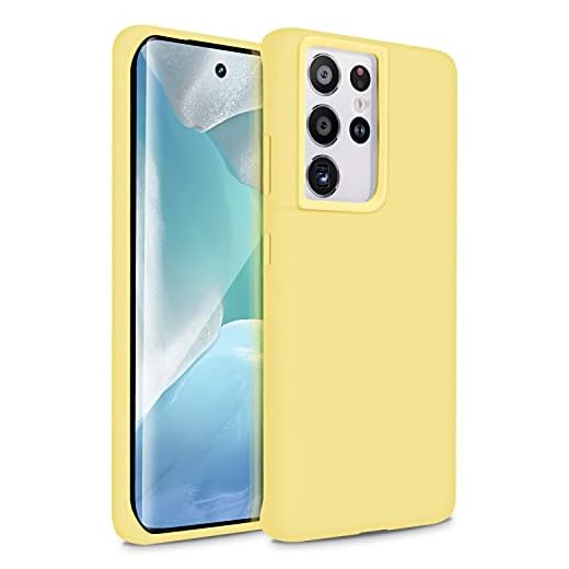NUIMADL Capa de silicone líquido compatível com Samsung Galaxy S21 Ultra 5G, proteção total de borracha gel à prova de choque para Galaxy S21 Ultra 5G 6,8 polegadas 2021 [amarelo]