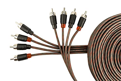 Alphasonik 17 Feet Premium 4 Channel Hyper-Flex Rca Interconnect Signal Patch Audio Cable With X-Radial Twist Wire Technology 100% Oxygen Free Copper Element Certified Multiple Applications Flex-R44 #TOP1