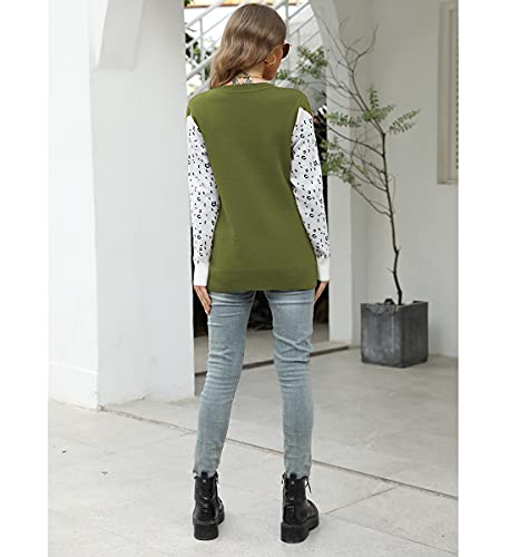 Mansy Women'S Casual Long Sleeve Crew Neck Cute Animal Leopard Print Knitted Pullover Sweater Tops Green thumb #4
