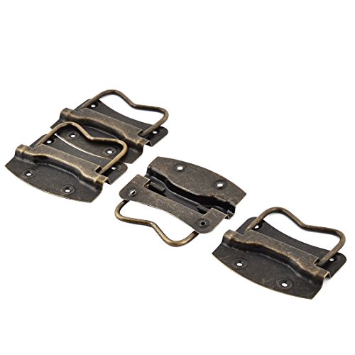 uxcell Iron Toolbox Storage Boxes Puller Grab Chest Handle Hardware 4 PCS Bronze Tone