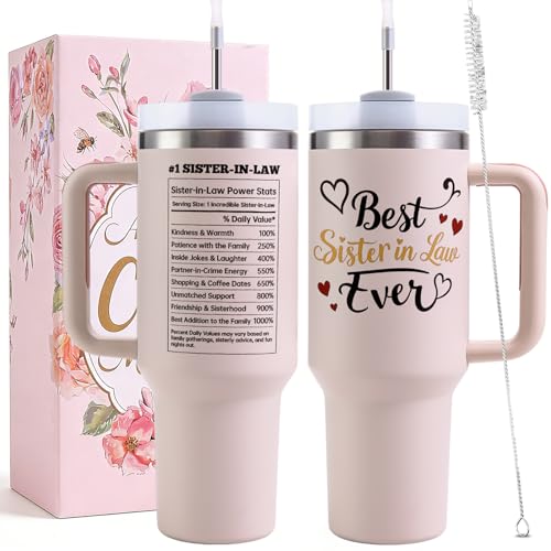 VoziSpace Best Sister-in-Law Tumbler Birthday Gifts for Women, Mother’s Day Stainless Steel...