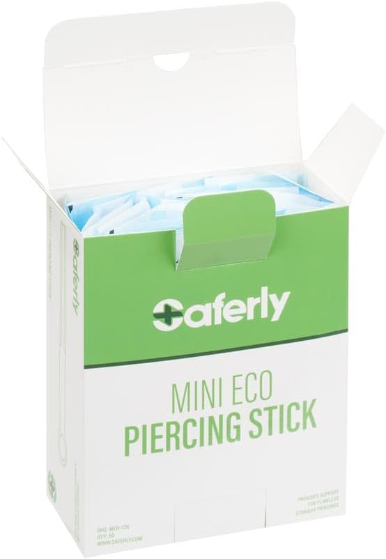 Saferly Piercing Mini Piercing Sticks, Disposable Wheat Straw, Body Piercing Tool Supplies, Box of 50