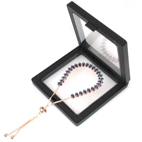 Xinpowwo Tennis Bracelet for Women,Gold Plated Cubic Zirconia Adjustable Slider Bracelet, Ladies' fashion jewelry gift,Size 5-9 in.(Blue)