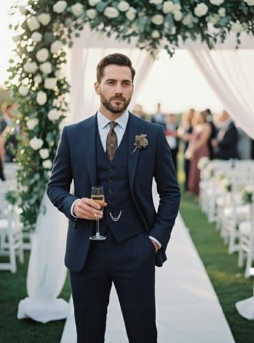 Vintage Men Suits Regular Fit 3 Piece Tuxedos Tweed Herringbone Jacket + Waistcoat + Trousers for Wedding Grooms3