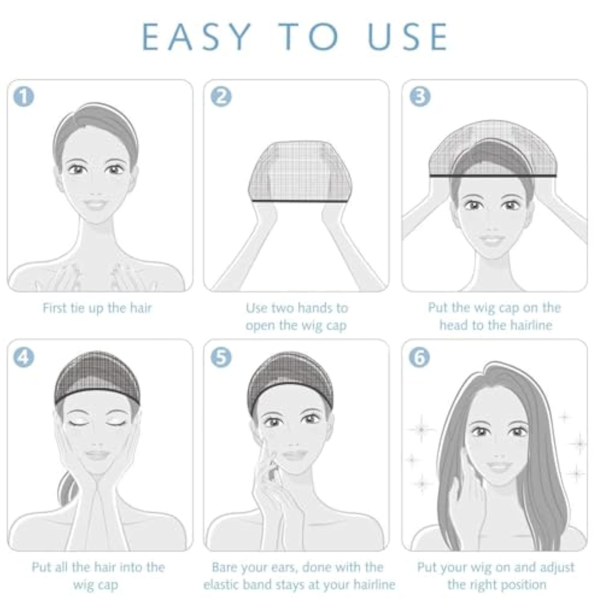 Stretchable Full Head Liner Weaving Black Hair Mesh Net Cap