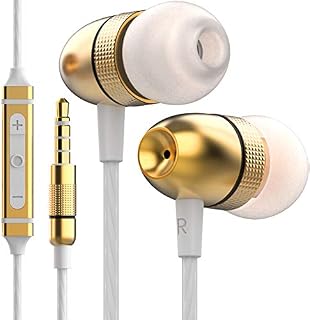 Betron ELR50 Earphones Wired In Ear Headphones with Microphone and Volume Control, Noise Isolating Silicone Earbuds, Tangle-Free Cord