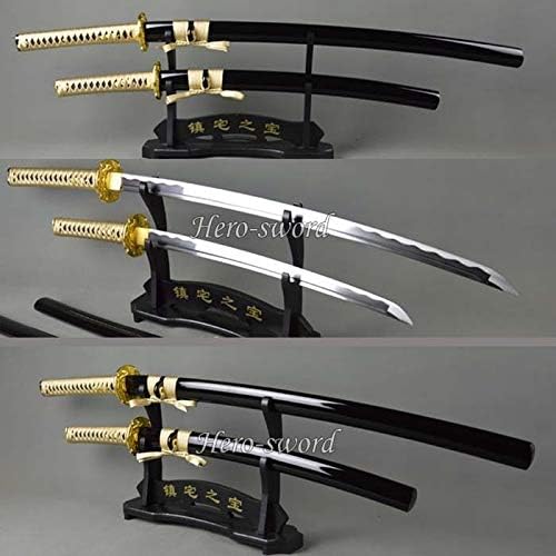 Gold Dragon Japanese Samurai Sword Set Katana+Wakizashi Sharp Blade Full Tang