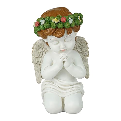 Zunishaone Estatua de ángel - Estatuas de ángel de resina orando arrodilladas | Esculturas exteriores para oficina en casa, dormitorio, mesa de boda, decoración de escritorio