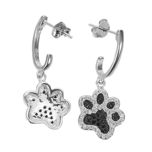 Boucles d'oreilles chien en argent sterling 2 pièces design noir