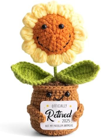 Mini Retirement Sunflower Crochet with Positive Card - Not My Pro...