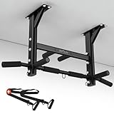 DH FitLife Klimmzugstange Deckenmontage 4in1 bis 300kg, Multifunktionale Pull Up Bar für Zuhause, 8 rutschfeste Griffe, 3 Ösen für Boxsack & Schlingentrainer, stabil & sicher