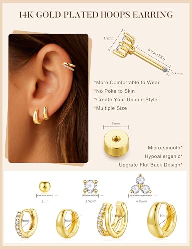 Turandoss 7 Pairs Gold Earrings for Women Hypoallergenic - image 3