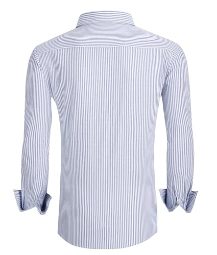 Alex Vando Mens Seersucker Dress Shirts Striped Business Casual Cotton Shirts for Men2