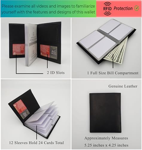 ag wallets RFID Signal Blocking Leather European Hipster Wallet, Black, 5 x 4.5-Inch2