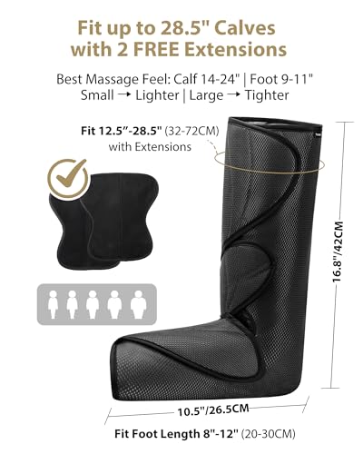 Image of FIT KING Leg Massager for Circulation and Pain Relief, Air Compression Leg and Foot Massager to Relieve Pain Swelling Edema with 2 Size Extensions- Great Gift for Wife Mom and Dad