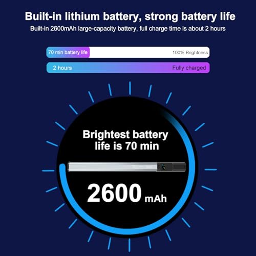 Image of PULUZ RGB LED Video Light Stick, Photography Lighting Wand with 132 LEDs Lights, Dimmable 2500K~9000K CRI95+ Full Color LED Light with 2600mAh Battery, 20 Light Scenes