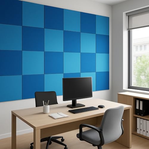 Image of MMT Acoustix Premium Felt Acoustic Panels for Offices, Bedrooms & Studios | Sustainable PET Felt Panels for Echo Reduction & Sound Absorption | 1x1 Ft, 9mm Thick | Arctic Blue- Pack of 16