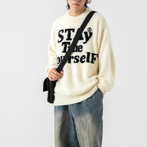 Pull lettre homme col rond à manches longues décontracté