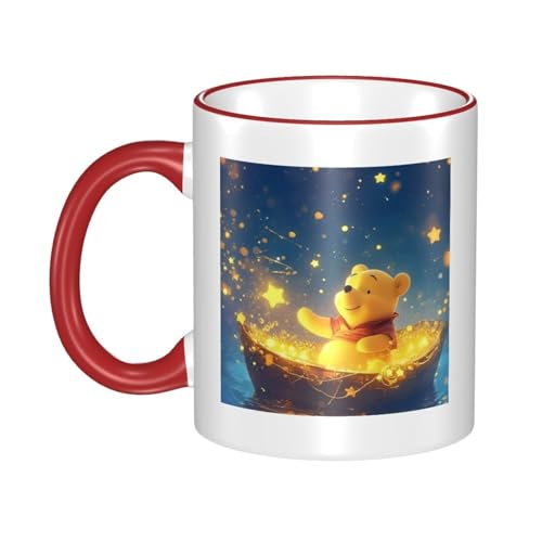 くまのプーさん マグカップ 保温・保冷 電子レンジ対応 コーヒーカップ 陶器 セラミック 耐高温 軽量 個性人気 誕生日プレゼント大容量 Red