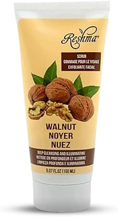Reshma Beauty Walnut Scrub, Dual Action Cleanser Face & Body Scrub, Gentle for All Skin Types and Dull Skin, Deep Cleansing and Moisturizing, Enhances Natural Glow, Cruelty-Free, 5.07 oz, Pack of 1