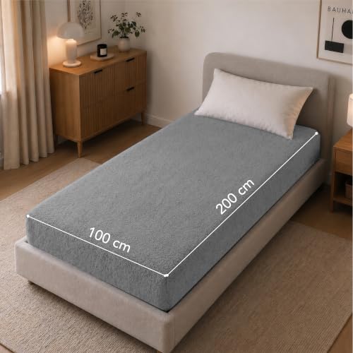 Dreamzie Spannbettlaken 100x200 Grau - Frottee 80% Baumwolle, Oeko-Tex – Ansicht 5
