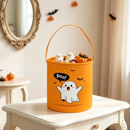 Image of ESSME Halloween Basket Gohst Baskets,Gifts Bins,Book Bins Empty.(Yellow gohst)